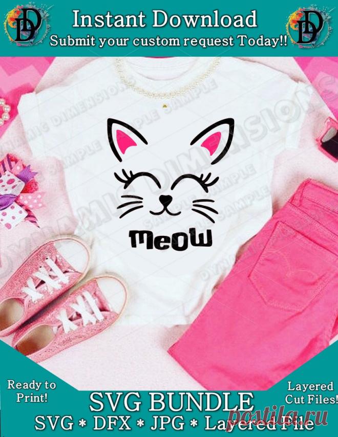 Meow Kitten Cute Pink Decal SVG Sign shirt sticker decal | Etsy