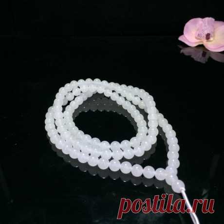 Hetian jade White Jade Bead Necklace-7mm Bead Necklace-108 | Etsy