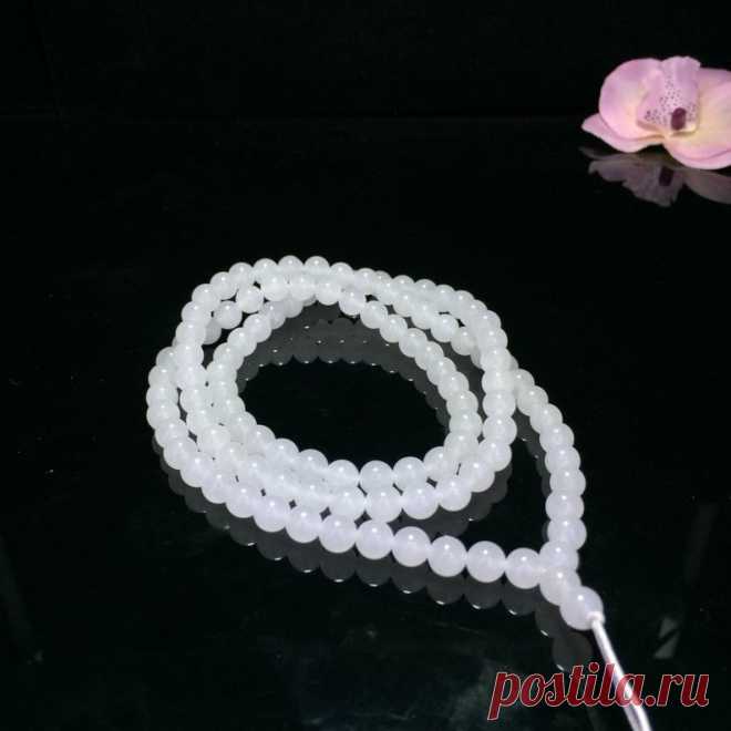 Hetian jade White Jade Bead Necklace-7mm Bead Necklace-108 | Etsy