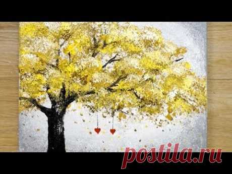 Техника рисования алюминием / Как нарисовать сердца, висящие на дереве / Легкое рисование