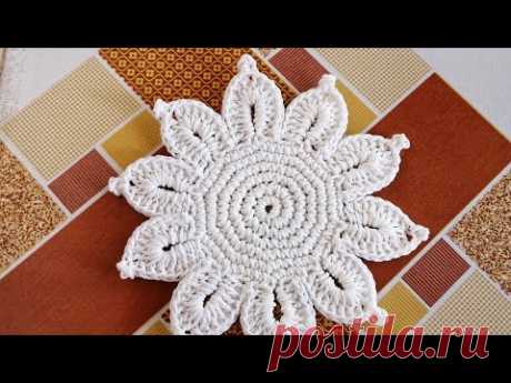 สอนถัก​ แผ่นรองแก้ว​ How​ to​ crochet​ coaster​