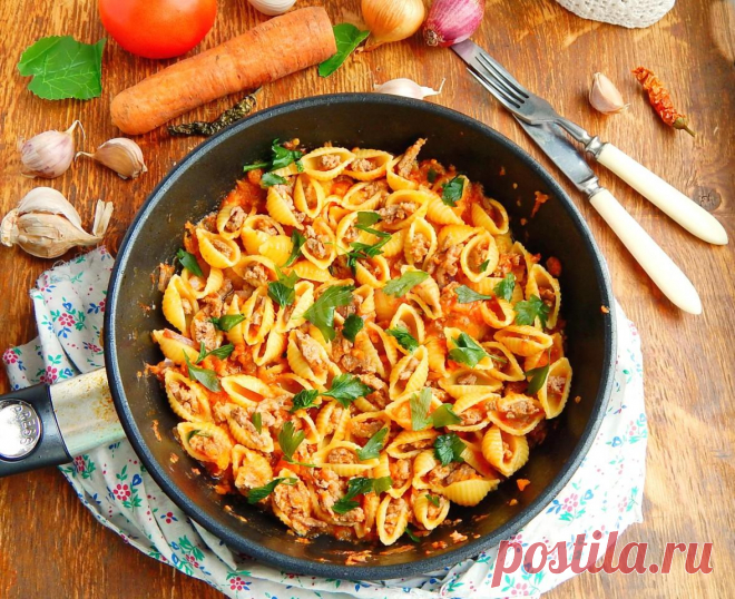 Ракушки фаршированные фаршем на сковороде рецепт с фото пошагово - 1000.menu