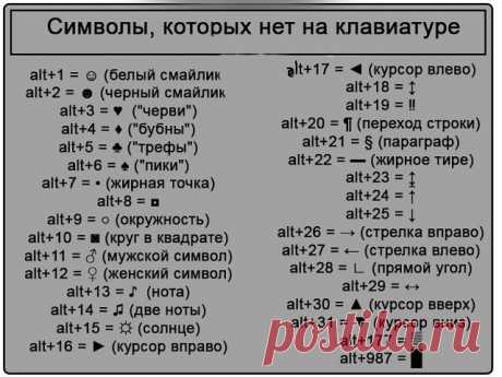 ●СИМВОЛЫ, КОТОРЫХ НЕТ НА КЛАВИАТУРЕ●