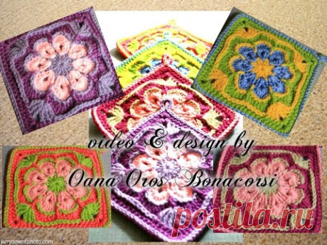crochet african flower square By Oana