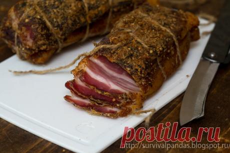 Сыровяленая грудинка. Рецепт.