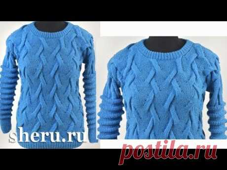 Супер стильный свитер с драпировкой спицами Урок 215