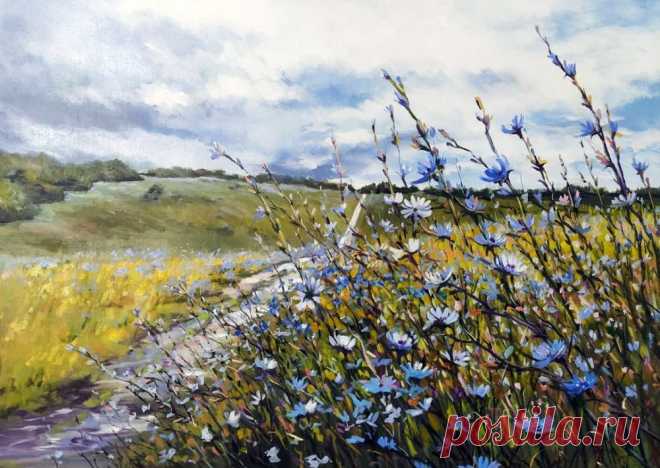 Простор небесный сизокрыл, и тишина кругом... Художник Дмитриева Светлана Евгеньевна.