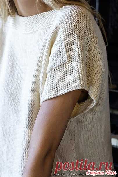 Летний топ простым силуэтом с цельнокроеными рукавами. Спицы. - ВЯЗАНАЯ МОДА+ ДЛЯ НЕМОДЕЛЬНЫХ ДАМ - Страна Мам