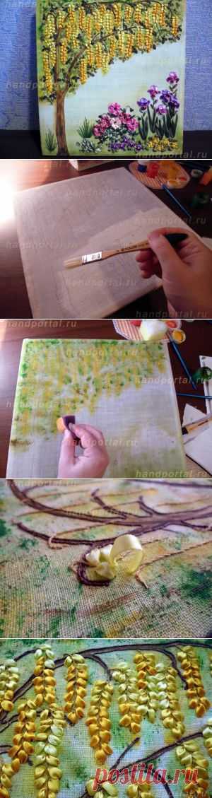 ВЫШИВКА КАРТИНЫ ЛЕНТАМИ «ЗОЛОТОЙ ДОЖДЬ» | Варварушка-Рукодельница