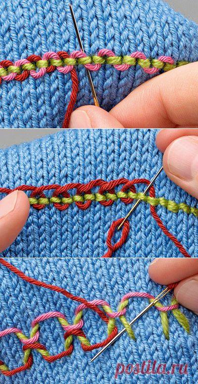 Вышивка полос на трикотаже