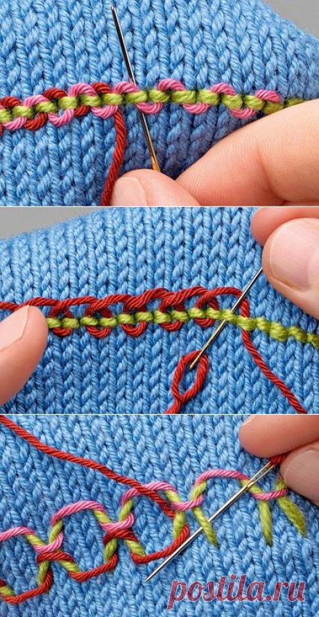 Вышивка полос на трикотаже