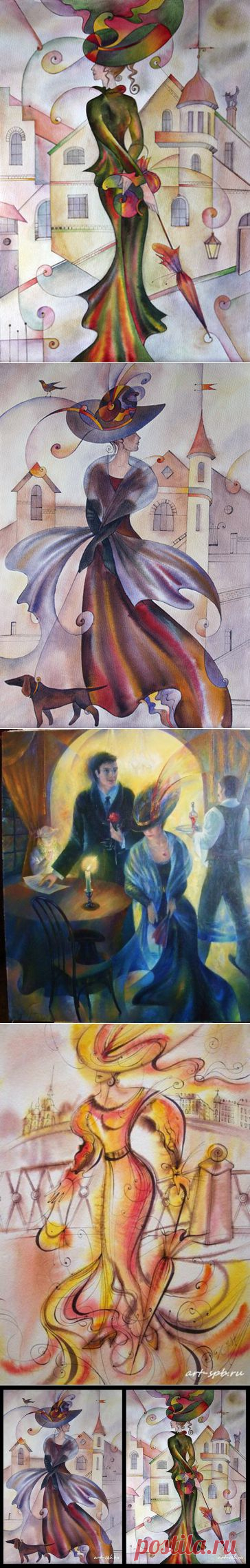 ''Незнакомка''...Изящная акварель Ирины Чеботаревой.