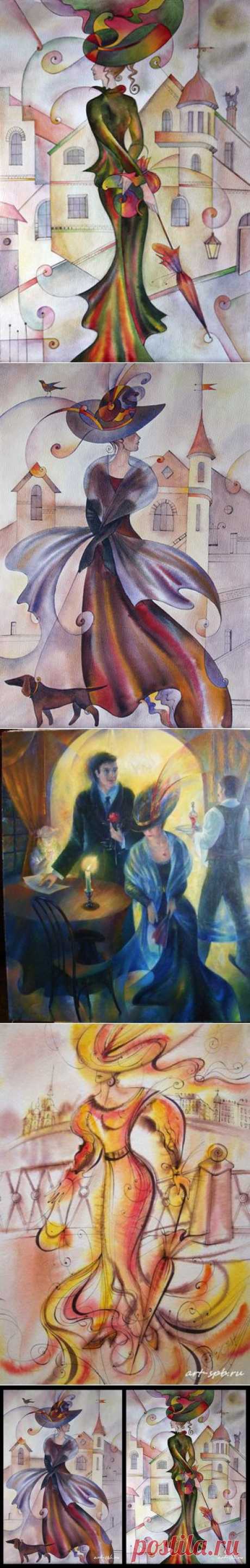 ''Незнакомка''...Изящная акварель Ирины Чеботаревой.