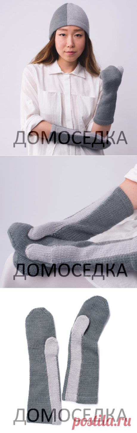 Шапочка и варежки спицами | ДОМОСЕДКА