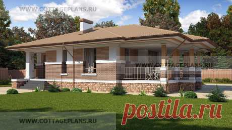 Проект дома 07-34 площадь 72.3 м2 каркасный, одноэтажный, с двумя спальнями - Движущая Сила