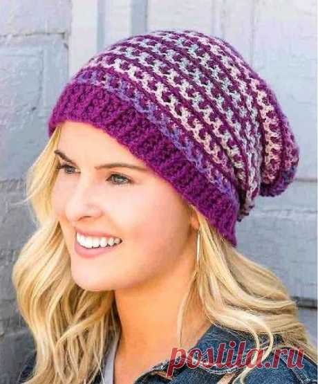 Вязаная крючком теплая шапка. Мужской, женский и детский варианты