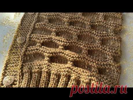 🧶 Как связать кардиган спицами? Узор соты, меринос и золото!✨
