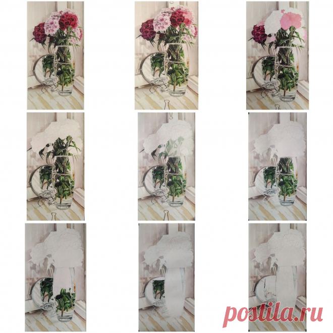 Ваза, зеркало, цветы.
Поэтапка