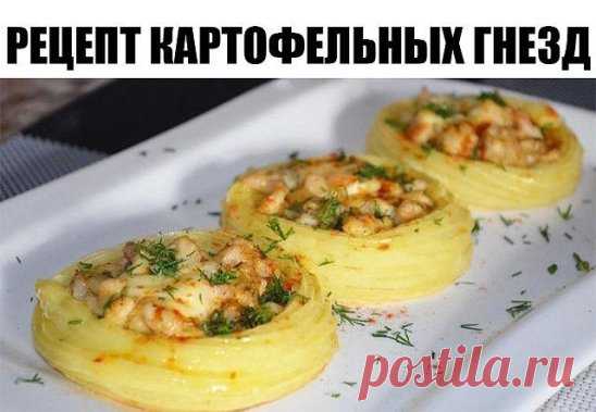 Я думала, что пробовала картофель в любом виде. Но так попробовала впервые!
Вкуснотища!
Картофельное пюре — фаворит на наших столах. Если вы любите пюре так, как любим его мы, вы можете приготовить гарнир и второе в одном блюде! Предлагаем вашему вниманию рецепт картофельных гнезд, приготовление которых не займет у вас много времени, но зато от этого блюда останутся в восторге все. Особенно дети!
Ингредиенты:
400–450 грамм картофеля;
1 шт. - лук репчатый;
1 яйцо;
50–70 грамм твердого сыра;
2