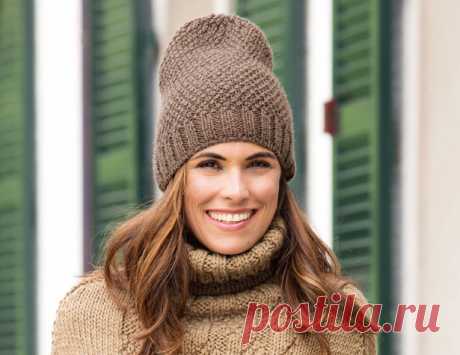 Коричневая шапка - схема вязания спицами. Вяжем Шапки на Verena.ru Описание вязания на спицах коричневой шапки из журнала «Сабрина. Спецвыпуск» №6/2017