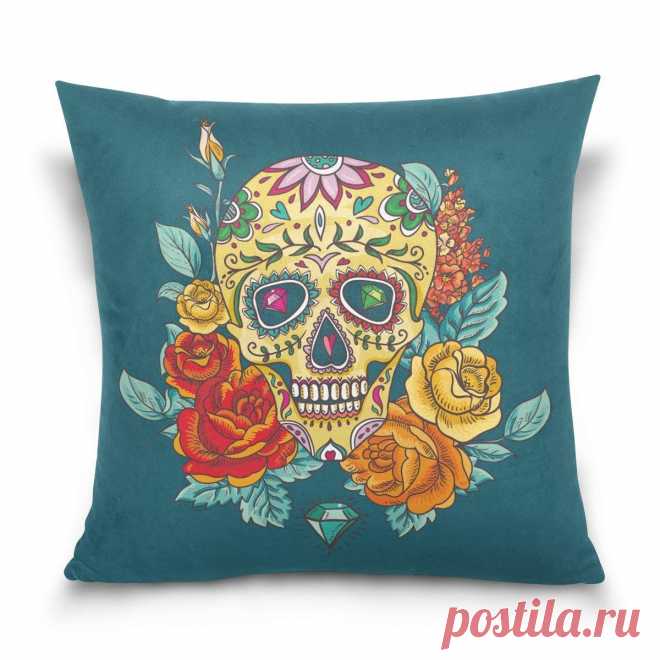 Amazon.com: FOLPPLY Sugar Skull Design Throw Pillow Case 18