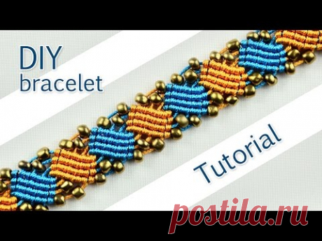 Macramé Square Wave Bracelet with Beads