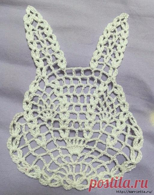 Вяжем крючком аппликацию. Заяц и кролики
