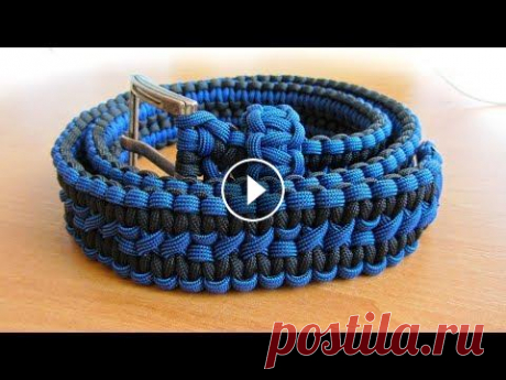 Ремень из паракорда / Paracord belt Как сделать ремень из паракорда, двухцветный, плетение - широкая кобра. Использовано три куска паракорда: 12 м, 8 м и 8 м. Ширина ремня 3 см, толщина ...