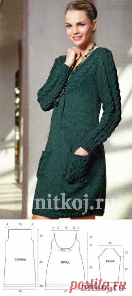 Теплое вязаное платье спицами » Ниткой - вязаные вещи для вашего дома, вязание крючком, вязание спицами, схемы вязания