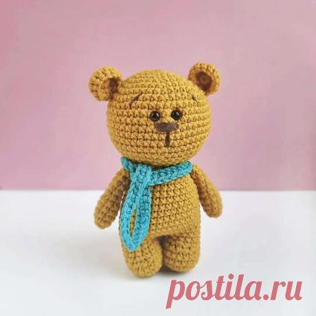 PDF Мини Мишка крючком. FREE crochet pattern; Аmigurumi animal patterns. Амигуруми схемы и описания на русском. Вязаные игрушки и поделки своими руками #amimore - маленький мишка из обычной пряжи, медведь, медвежонок.