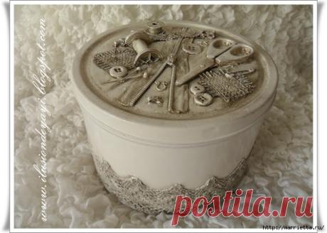 Швейный стимпанк:  декор шкатулки швейными принадлежностями. Мастер-класс . Милая Я