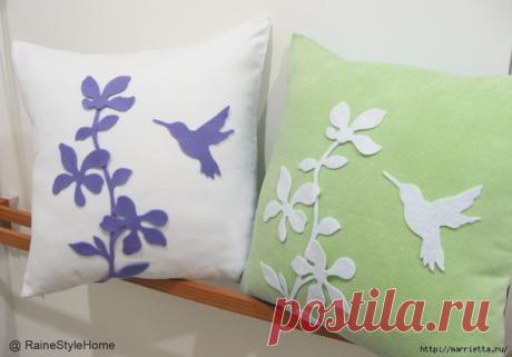 Декорирование подушек фетром