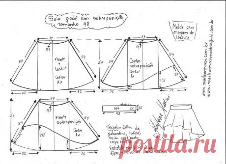 Выкройка юбки размеры с 36 по 52 размер Евро (Шитье и крой) — Журнал Вдохновение Рукодельницы