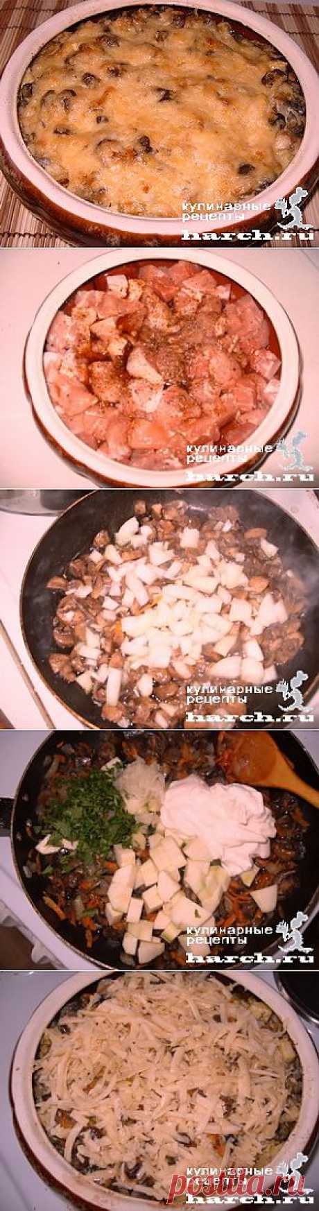 Мясо, запеченное в горшочке с кабачками и грибами по-украински | Харч.ру - рецепты для любителей вкусно поесть