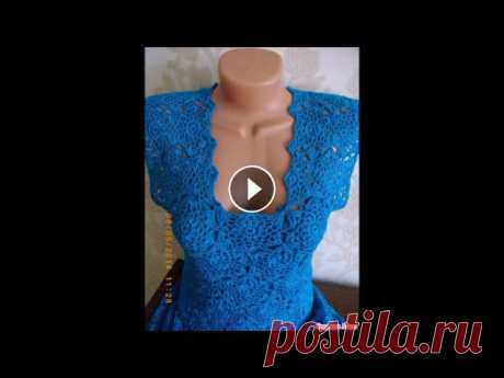 Платье крючком Бирюза. Платье из цветочных мотивов // Knit crochet dress // Women's knitti Платье крючком Бирюза. Платье из цветочных мотивов // Knit crochet dress // Women's knitti...