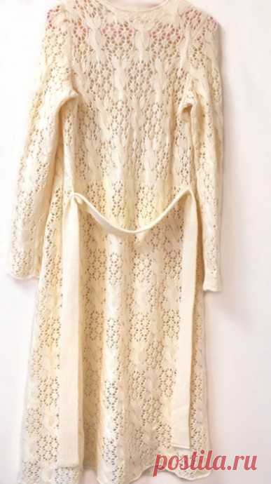 Легкий ажурный кардиган спицами