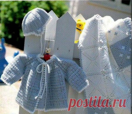 Вязание для новорожденных, красивый комплект