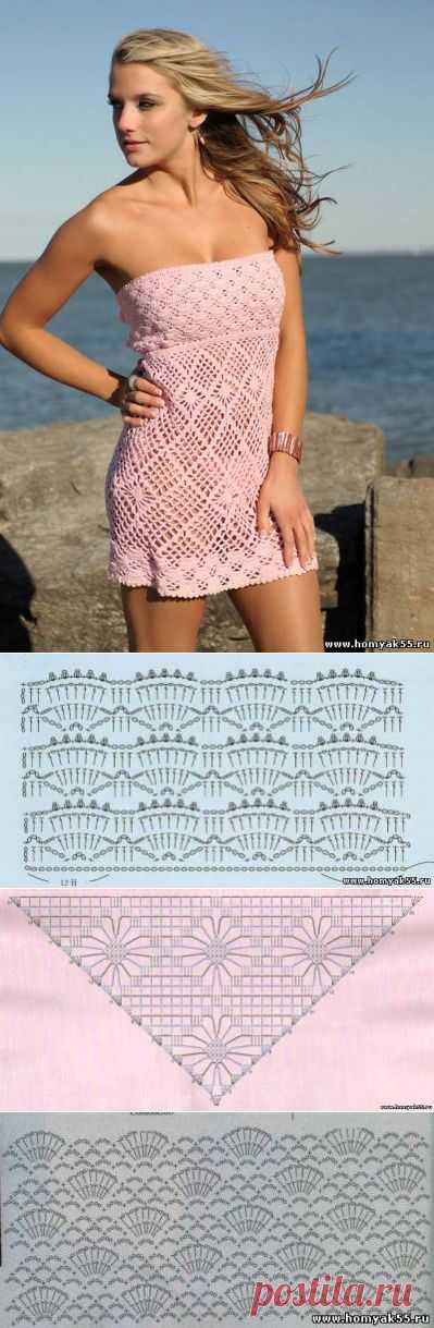 Пляжное  с узором паучки | «Хомяк55.ру» сайт о вязании