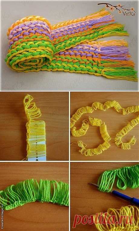 Шарф, вязанный на линейке (Diy) / Шарфы /