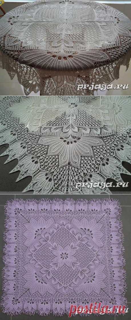 Квадратная мини скатерть спицами
