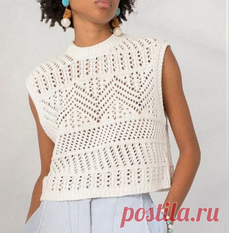 Топ ажурным узором спицами. Схема узора. / knittingideas.ru