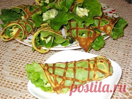 Заряжаемся витаминами)) Закуска в салатных листьях и кружевных блинах — Фактор Вкуса