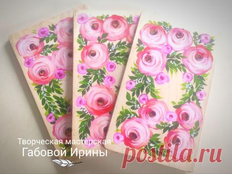 Кухонный набор расписных разделочных досок &quot;Розанна&quot;. Авторская роспись по дереву