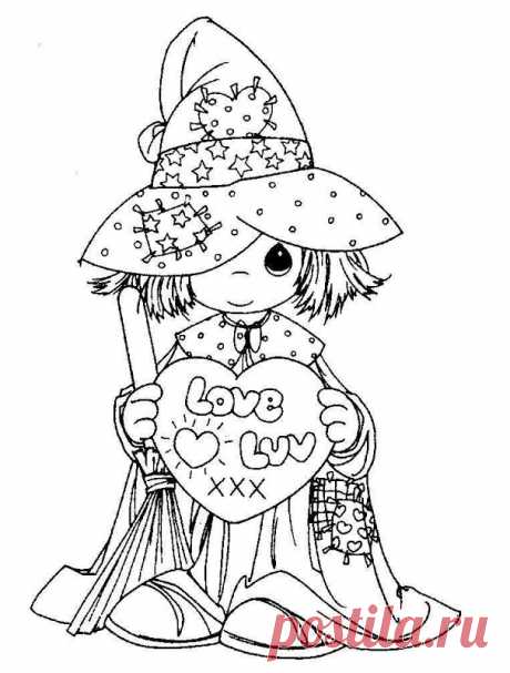 Precious moments witch - free coloring pages | Coloring Pages