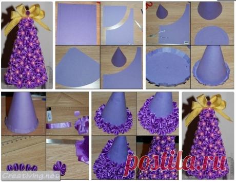 Стильные конусообразные ёлки своими руками