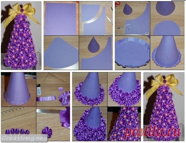 Стильные конусообразные ёлки своими руками