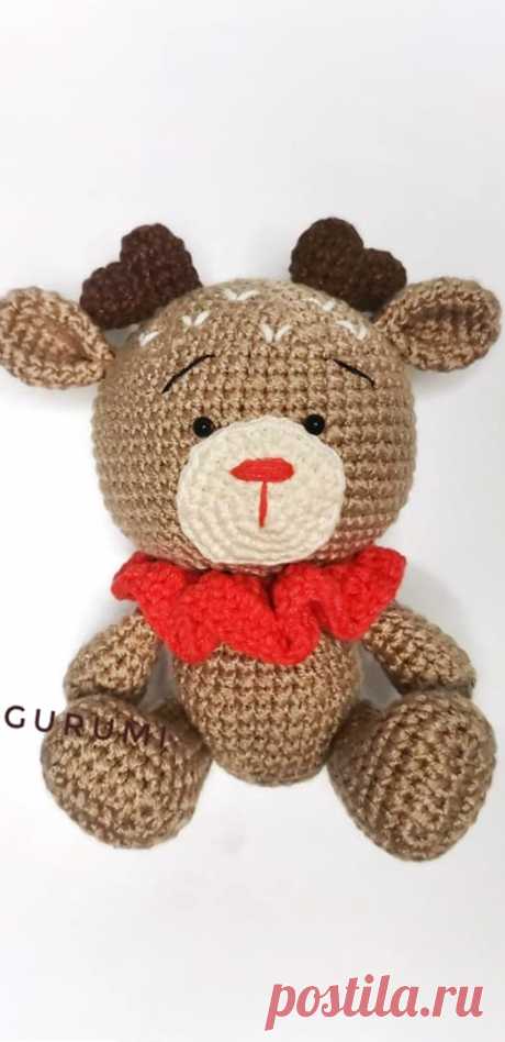 PDF Оленёнок крючком. FREE crochet pattern; Аmigurumi animal patterns. Амигуруми схемы и описания на русском. Вязаные игрушки и поделки своими руками #amimore - олень, маленький оленёнок.