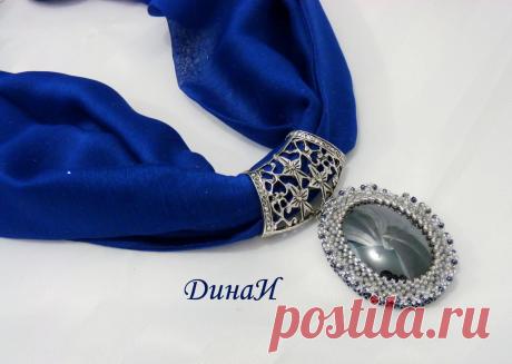 Кулон с гематитом (гематином то есть) на шарфике | biser.info - всё о бисере и бисерном творчестве