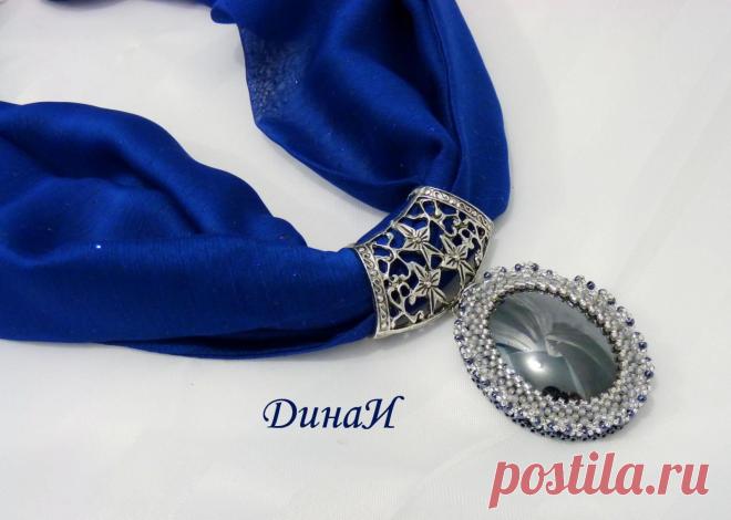 Кулон с гематитом (гематином то есть) на шарфике | biser.info - всё о бисере и бисерном творчестве