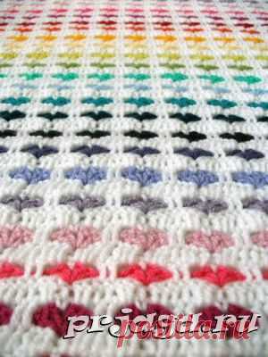 Узор крючком «Сердечки»